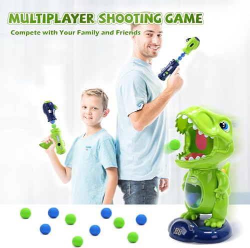 Image of EagleStone Movable Dinosaur Shooting Toys for Kids,Electronic Target Shooting Games with 2 Pump Gun,48 Balls Party Favor Toys with Score Record, LED & Sound, Dino Toys Gift for Boys and Girls