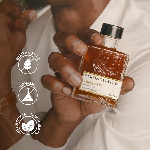 Image of Strongwater Aromatic Bitters (40 Servings) - Aromatic Bitters for Old Fashioned Made with Organic Turmeric, Cinnamon & Cardamom - Pair with Spirits, Tea or Coffee - 3oz, 1 Pack