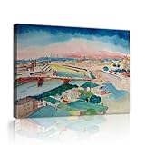 ヴィンテージの街並みキャンバスプリントモスクワの眺めのキャンバスウォールアートリビングルーム寝室の廊下モダンな家の装飾有名な絵画レプリカ70x105cmインナーフレーム