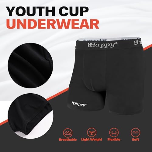 Youth Boys Boxer Briefs Underwear with Soft Protective Athletic Cup for Baseball, Football, Lacrosse, Hockey2
