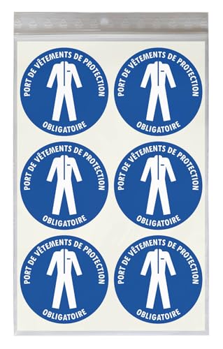 18 Stickers Ø 5 cm PORT DE VÊTEMENTS DE TRAVAIL OBLIGATOIRE M010 - Lot de 18 étiquettes en vinyle autocollant