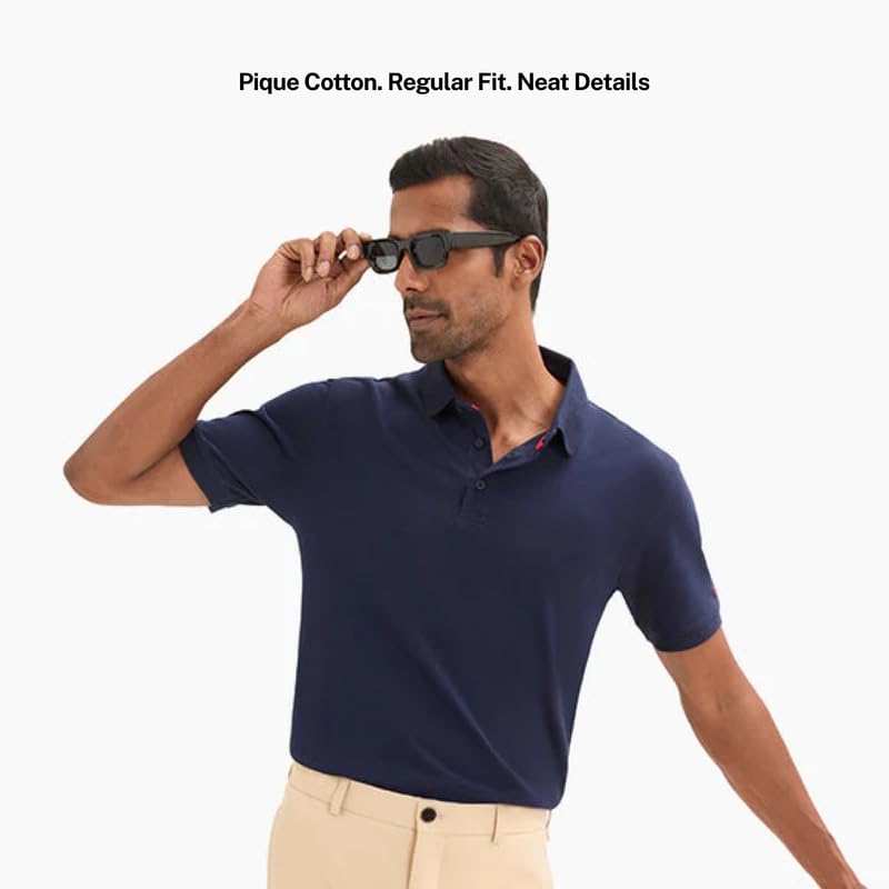 Image of LUDIC Core Polo T-Shirt, Dailymove Collection | Regular Fit | Stand-up Collars | 100% Organic Cotton, 240 GSM | Lightweight & Comfortable |Everyday Essential | Polo T-Shirt for Men