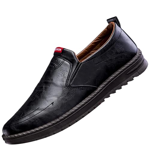 Mocasines de vestir para hombre en piel sintética con ajuste ancho y suela antideslizante
