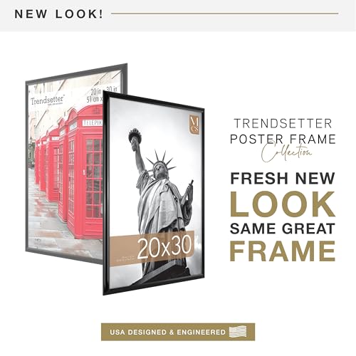 MCS Trendsetter 20x30 Poster Frame Black High-Gloss, Vertical & Horizontal Wall Hanging Large Picture Frame for Photos, Posters & Art Prints (2-Pack)