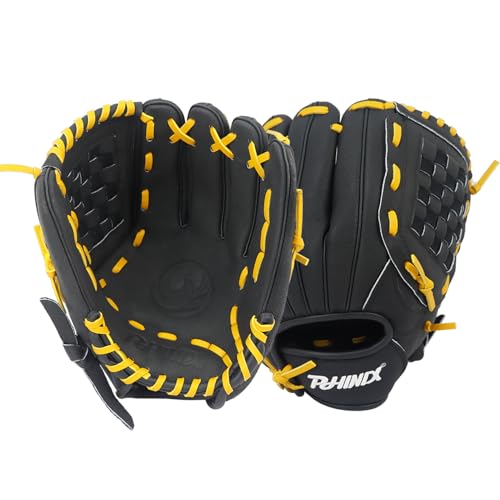 PHINIX Youth All Pigskin Baseball Glove Multiple Styles 11" - 12" (Black, 11.5")