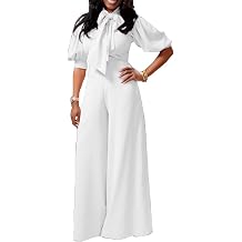 VERWIN Plain Dressy Full Length Bowknot Womens Jumpsuit High Waist Woman Romper
