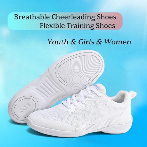White Cheer Shoes for Girls Non-Slip Breathable Youth Sneakers Cheerleading Dance Competition Kids Tennis Athletic Training Shoes4