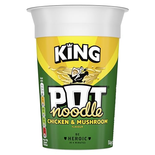 Pot Noodle Chicken & Mushroom King Pot Noodle instant vegetarian snack quick to make noodles Instant Noodle 12x 114 g