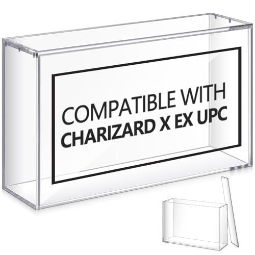 Image of Cinnvoice 2 Pcs Acrylic Magnetic Case Booster Box Protective Case Stackable 4mm Thick Magnetic Closure Gifts for Collectors, Cards Not Included (Compatible with Charizard X ex UPC)