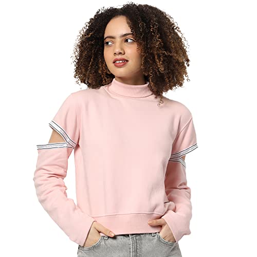 Image of Campus Sutra Women's Cotton High Neck Sweatshirt
