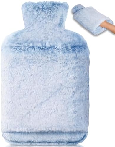 BOLEi Wärmflasche mit Weichem Bezug, 2L, Kängurutasche, Hellblau | Bettflasche für Nacken, Schultern, Rücken, Bauch und Füße. Gleichmäßige Wärme–für kalte Wintertage und als Gesche