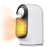 Space Heater, Portable Electric Heater with Humidifier Function, Ceramic Room Small Heater, Fast Heating Heater with Widespread Oscillation, Multi-protection, for Office Desk Bedroom Indoor Use, White