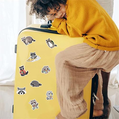 50Pcs Cute Raccoon Stickers for Kids Waterproof Cartoon Animal Stickers for Water Bottle Vinyl Sticker for Laptop Scrapbook Kids Classroom Party Favors (Raccoon)