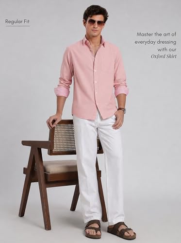 Image of FYLTR Men's Oxford Button Down Full Sleeve Shirt - 100% Cotton | Regular Fit | Summer Shirts for Men | Contrast Sleeve & Collar Detail | Desk to Dinner Shirt
