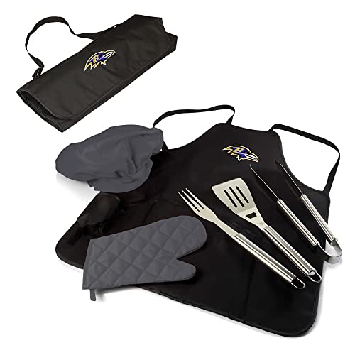 Image of Picnic TIME BBQ Apron Tote Pro Grill Set, (Black with Gray Accents)