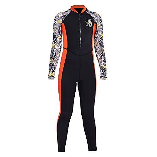 Wanym Neoprenos Niñas, Traje De Neopreno para Niños, Traje De Completo De Una Pieza Traje De Baño Térmico Cálido Grueso Traje De Buceo con Protección Solar UV para Buceo, Natación, Surf,Negro,S Cover