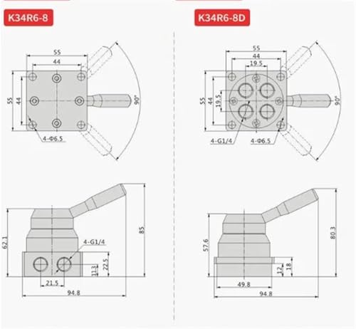 Vanne rotative manuelle pneumatique pour commande de vérin double effet - 4