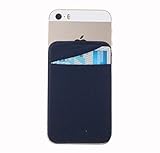 Magic Vosom Card Secure Holder Stick on Lycra Wallet Pouch Support iPhone 6 7 Samsung Galaxy and Blu Smartphones Blue