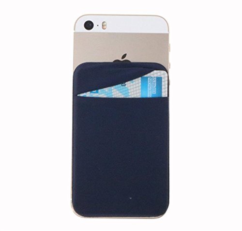 Magic Vosom Card Secure Holder Stick on Lycra Wallet Pouch Support iPhone Samsung Galaxy and Blu Smartphones Blue