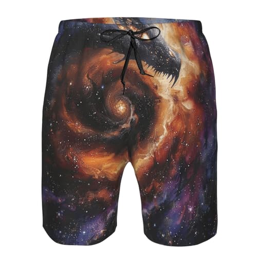 Men's Quick Dry Swim Shorts Dragon Galaxy Stars Black Hole Dark Abstract Beach Trunks with Pockets3