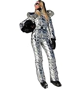 Women Winter Onesies Ski Suit Fur Collar coat Ski Jumpsuit Snowsuit