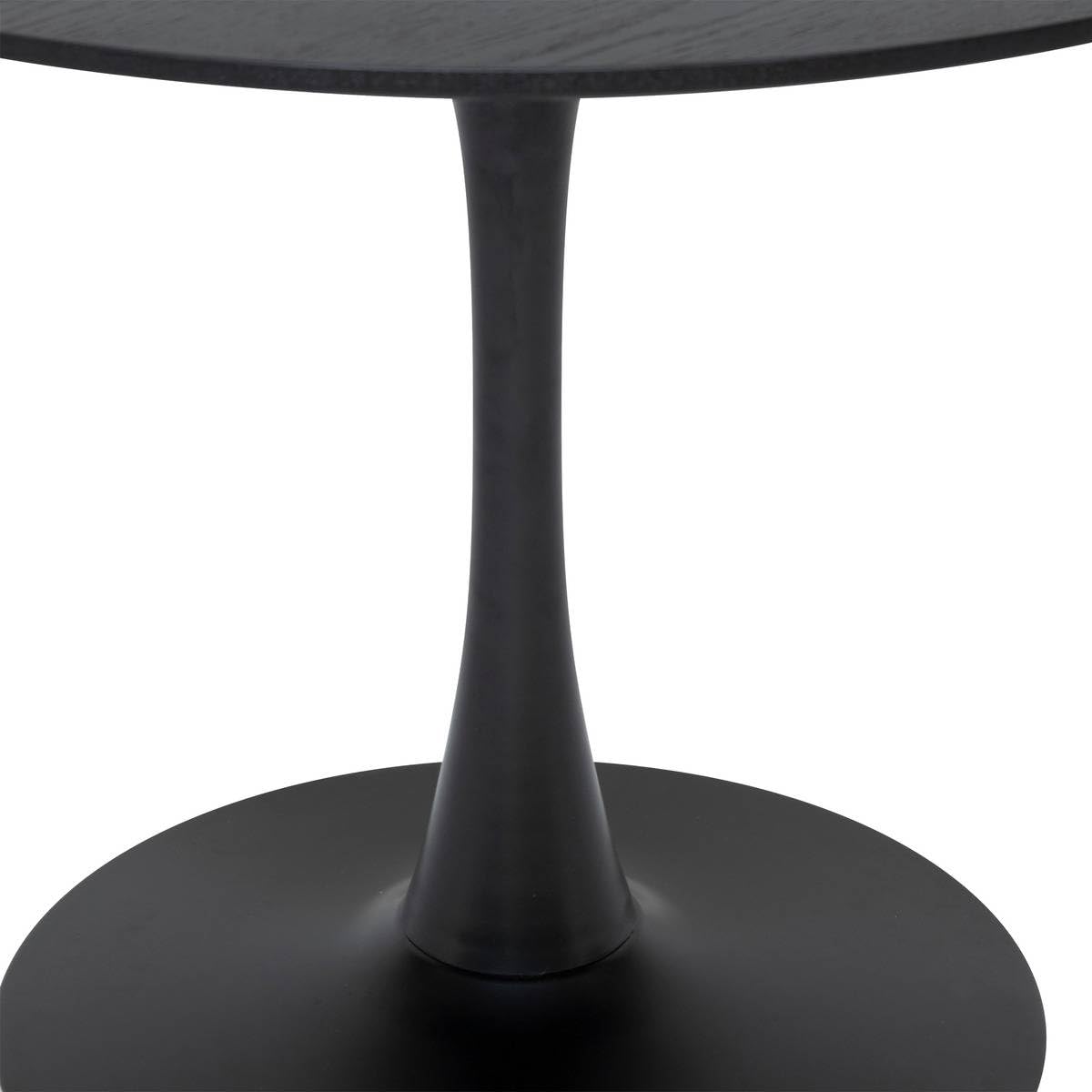 Atmosphera - Tavolo da pranzo rotondo Elias, nero, piano effetto rovere testurizzato, 4 posti a sedere, diametro 102 cm - Per sala da pranzo, cucina