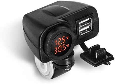 Amazon Sheawa バイク Usb充電器 Usb電源 Usb2ポート Qc3 0 急速充電 電圧計 温度計 防水カバー 電源on Offスイッチ Quick Charge 3 0 ハンドルに取り付け可能 バイク用シガーソケット 車 バイク