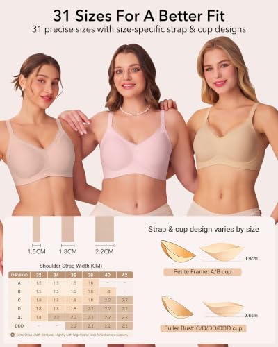 As Fairy Jelly Bras for Women No Underwire V-Neck Lace Trim Wireless Bra - image 5