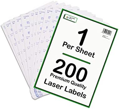 [200 Labels] Self Adhesive White Sticky Printer Labels for A4 Printer 1 per Sheet | Sticky Printer 1 per A4 Sheet Address Labels | Laser Printer Labels 1 per Sheet for All Types of A4 Printer
