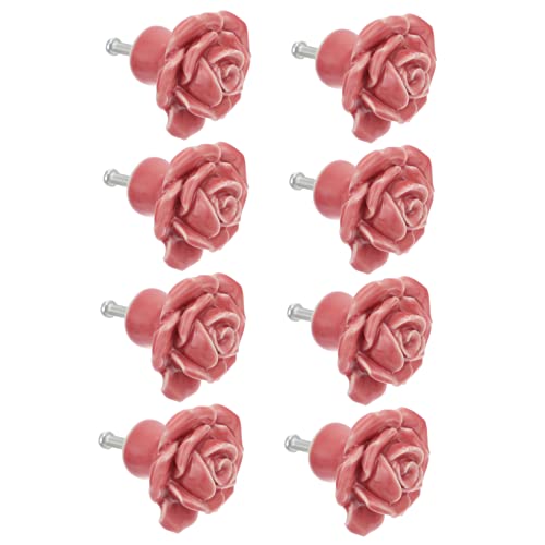 Holibanna 8pcs Blush Pink Decorative Cabinet Knobs Vintage Ceramic Pull