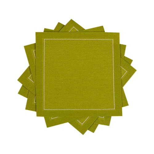 Five Star Napkins Cotton Cocktail Napkins, Beverage Napkin, Bar Napkin, Party Napkins, Small Napkins, Napkins for Events, Holidays, Weddings, Parties 4.5" x 4.5" - Single Use (50 x) Pear