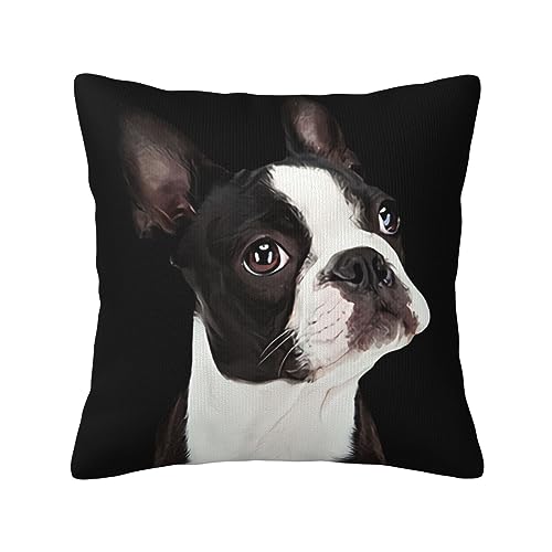 ボストンテリア 犬柄(1) クッションカバー 45×45cm 抱き枕カバー 柔らかい かわいい おしゃれ ソファ背当て 部屋雑貨 家庭用 オフィス ホテル用 車用 座布団カバー インテリア飾り