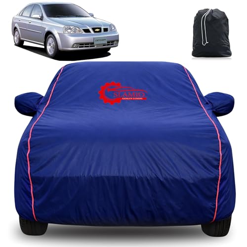 Image of 100% Waterproof Car Cover for Chevrolet Optra | All-Weather, Dustproof & UV Protection | Heavy-Duty 3-Layer Fabric | Custom Fit with Mirror & Antenna Pocket | Navy Blue