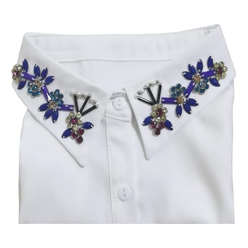 Joyci Korean Crystal Shirt Fake Collar Detachable Chiffon(White) #TOP3
