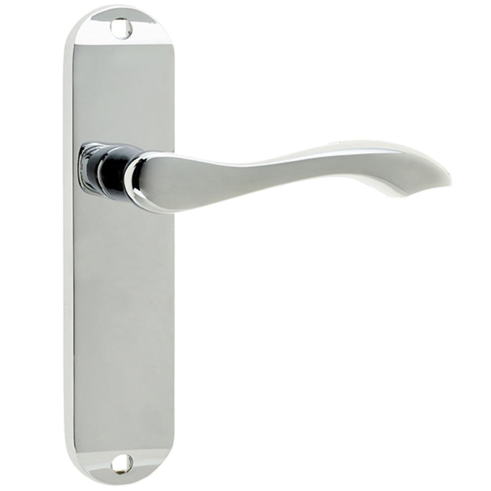 Loops Polished Chrome Suite Door Handle On Latchplate For Modern Interiors - Interior Lever On Backplate