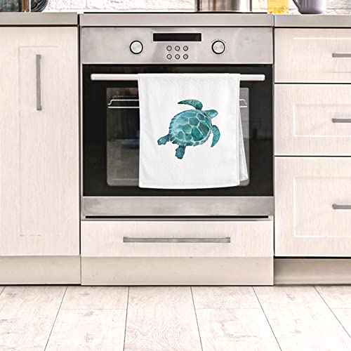Alaza Ocean Vintage Sea Turtle Hand Towels For Bathroom Set Of 2,Coastal Beach Bath Towel Decorative Finger Towel 100% Cotton Soft Absorbent Face Towel, 15.5X29.5 Inch #TOP3