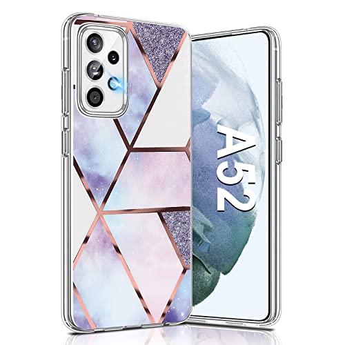 Coque pour Samsung A52 / A52S 5G/4G Marbre Silicone Paillette Antichoc Housse Anti-Rayures Protection Bumper Case Ultra Fine Souple Anti-Choc Étui pour Samsung Galaxy A52 5G/4G Coque Mince Cover