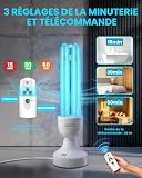 BrightArk Lampa bakteriobójcza UV 55 W UVC Ultrafioletowa lampa ozonowa z pilotem i 3 timerem, podwójny sterylizator z rurką kwarcową Sterylizacja UVC 254 nm do sypialni, kuchni, toalety