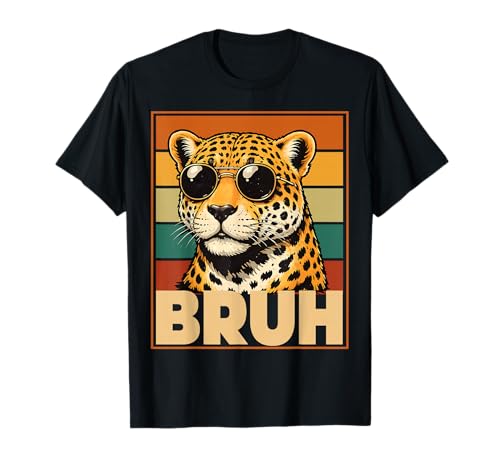 Bruh Cheetah Meme Graphic Tee Men Boys Animal Print Kids T-Shirt
