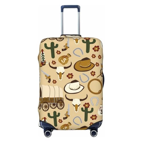 Wild West Cowboy Print Elastic Travel Luggage Cover Suitcase Protector Bag, Anti-Scratch, Washable Suitcase Sleeve For Kid Adult,For 18-32 Inch Luggage