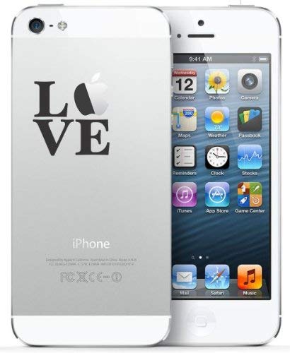 Love Cute Black Vinyl Decal Sticker for Apple iPhone 3, 4, 5, 6, 7, 8, x, xs, xs max, Samsung Note 9, Samsung Galaxy Cell Phones