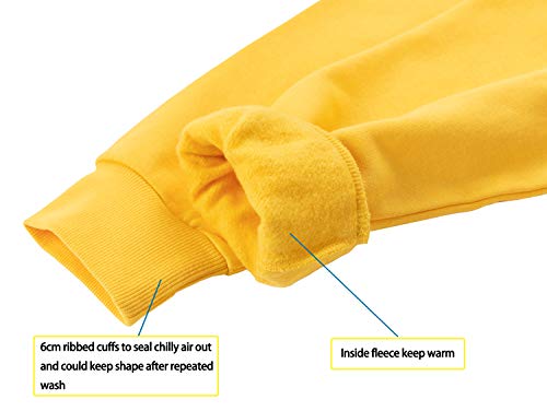 Alwaysone Men's Fleece Hooded Sweatshirt With Pocket Casual Athletic Pullover Hoodie Size S-3Xl (Yellow- L) #TOP4