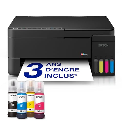 Epson EcoTank ET-2912 | pour Les domiciles Actifs | Wi-FI | A4 | Impression, Copie, numérisation | Compatible AirPrint | Compacte | Jusqu’à 3 Ans d’Encre Inclus