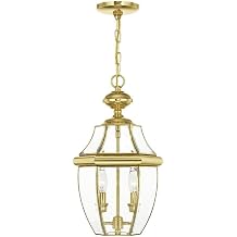 إضاءة Livex 2255-02 فانوس مونتيري 2-Light في الهواء الطلق المعلق ، نحاس مصقول   