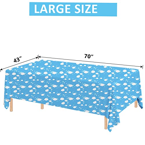 Juyrle Blue Sky White Cloud Table Cover, Cartoon Clouds Theme Plastic Disposable Rectangular Tablecloth, Birthday Decorations Party Supply For Kids Birthday Baby Shower (43 X 70 Inch, 1 Pack) #TOP1