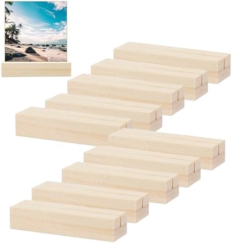 10 Holz Kartenhalter Set Mit Papierkarten - Rustikale Tischkartenhalter