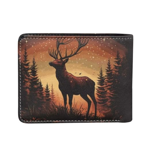 Image of Coldinair Elk Teen Boys Wallet Galaxy Forest Kids Wallet for Teen 9-12 /8-12 /12-14 PU Leather Bifold Rfid Blocking Wallet Slim Coin Purses for Men,Boy,Teen
