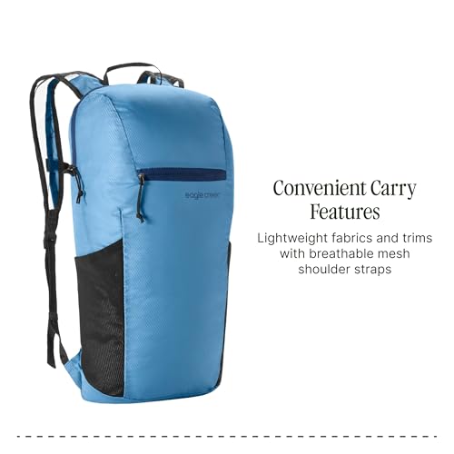 eagle creek Packable Backpack - Compact Multipurpose Water Resistant Backpack with Breathable Mesh Shoulder Straps - Perfect for Beach Days, Sports, Hiking & Travel - Blue Dawn by Eagle Creek - Used condition - Image 5