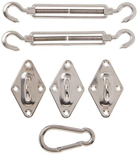BlueDot Trading 316 Stainless Steel Corrosion Resistance Shade Sail Hardware Kit for Triangle Shade Sails to Attach to Any Structure, Tree, or Pole
