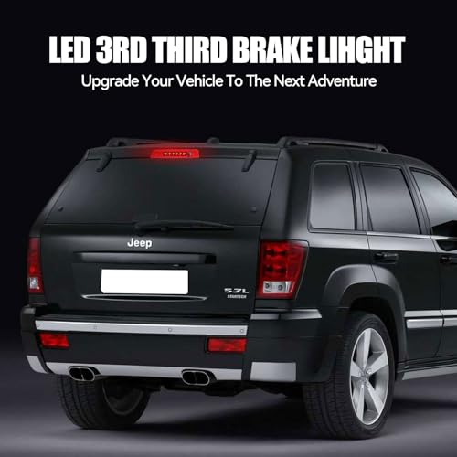 Image of Third 3rd Brake Light LED for 2005-2010 Jeep Grand Cherokee, High Mount Rear Brake Lights Assembly for 05-10 Grand Cherokee, Waterproof Center Cab Lamp Stop Light (Red)